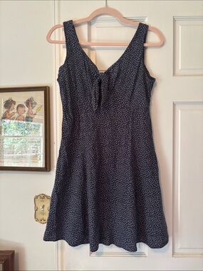 90s Y2K Navy Floral Tie-Front Sundress